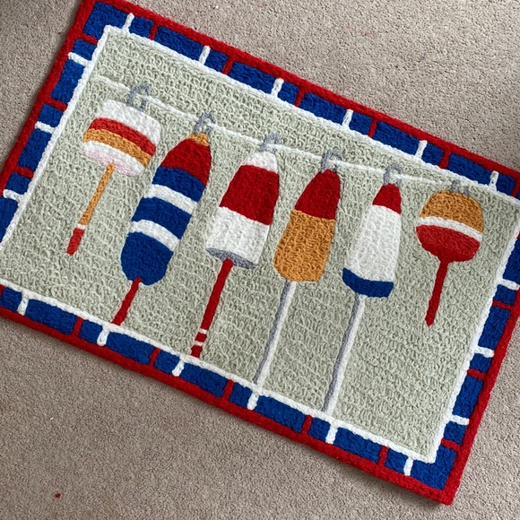 Vintage Other - Vintage fishing cabin nautical fishhook rug